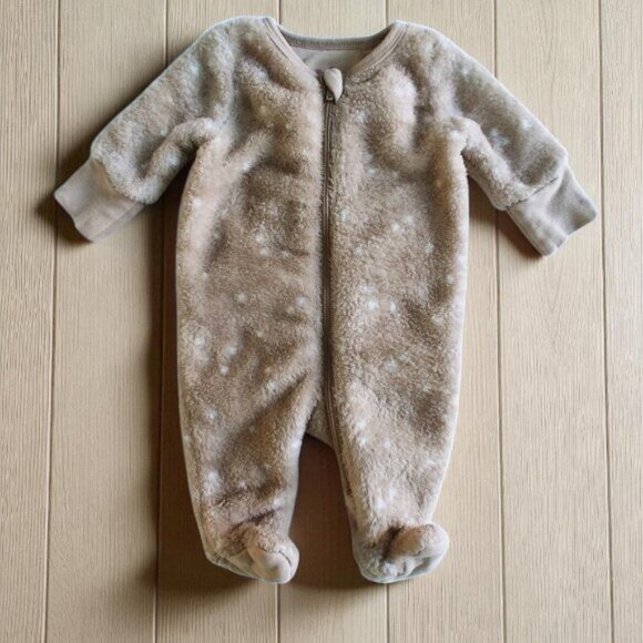 Trois Moutons Newborn Soft Plush 2-way zip Footie - Picture 1 of 6
